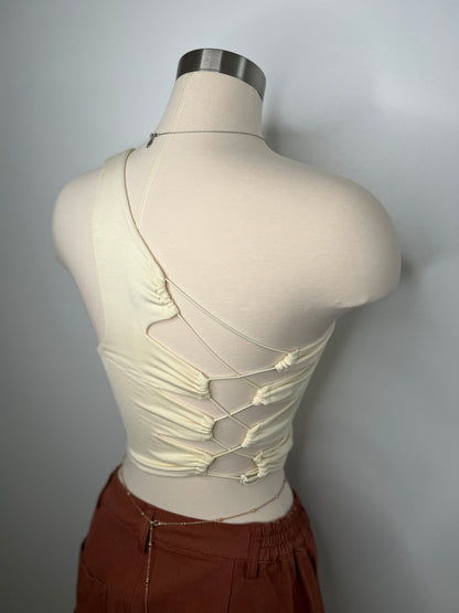 One Shoulder Beige Top