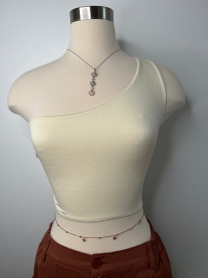 One Shoulder Beige Top